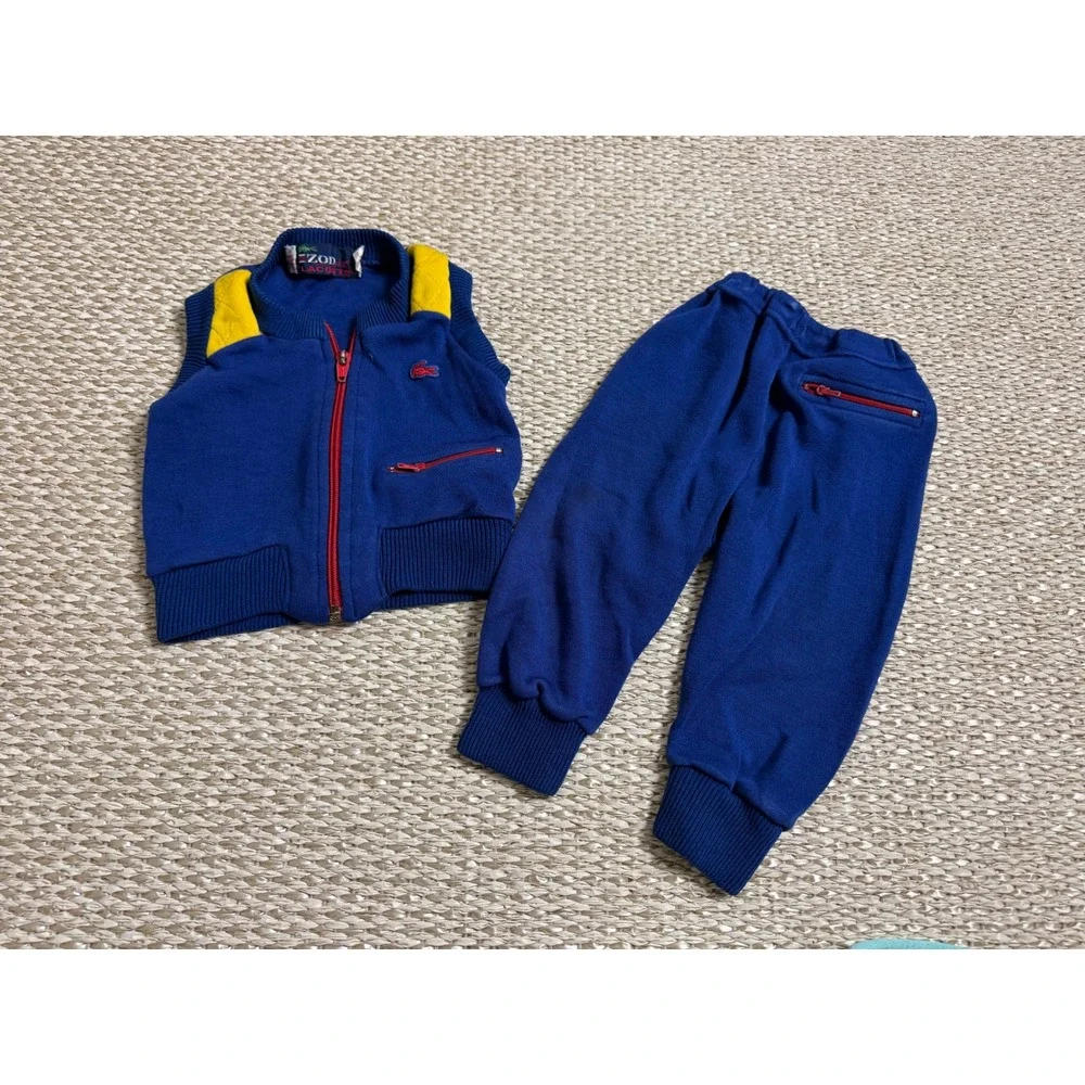 Vintage Izod Lacoste Kids Tracksuit top Jogger Set 70's 80's Streetwear 12 month
